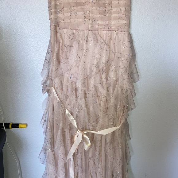 Fairy core mermaid ruffled beige nude cream tan sparkly glitter multicolor dress - Picture 4 of 11